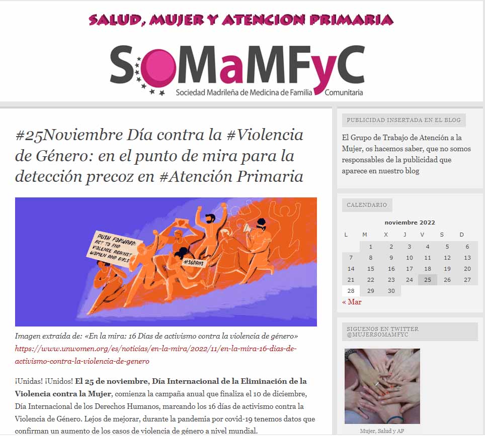 Captura de pantalla de la web de SoMaMFYC